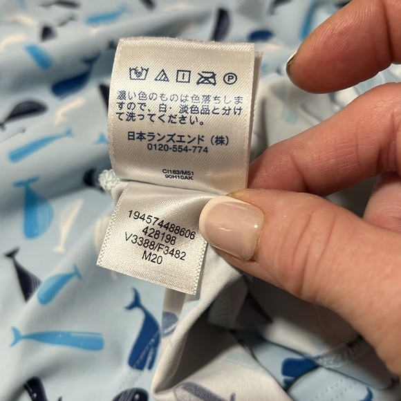 Lands' End Blue Whale Print Long Sleeve Swim Rash Guard Size S(2/4) - Picture 10 of 10